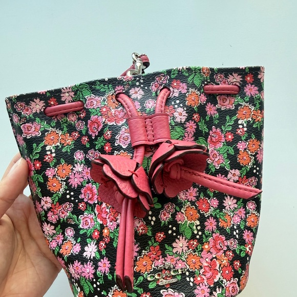 Coach Pink and Black Floral Mini Bag - Picture 4 of 6